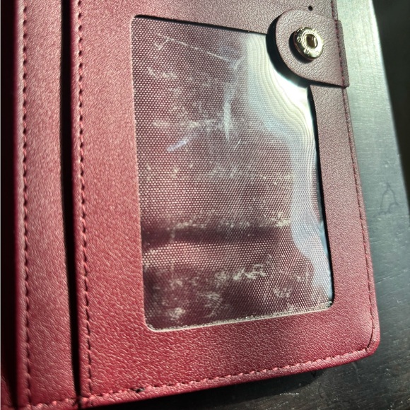 Super cute Lark & Ives continental snap wallet Bordeaux / maroon with gold trim. - Picture 2 of 4